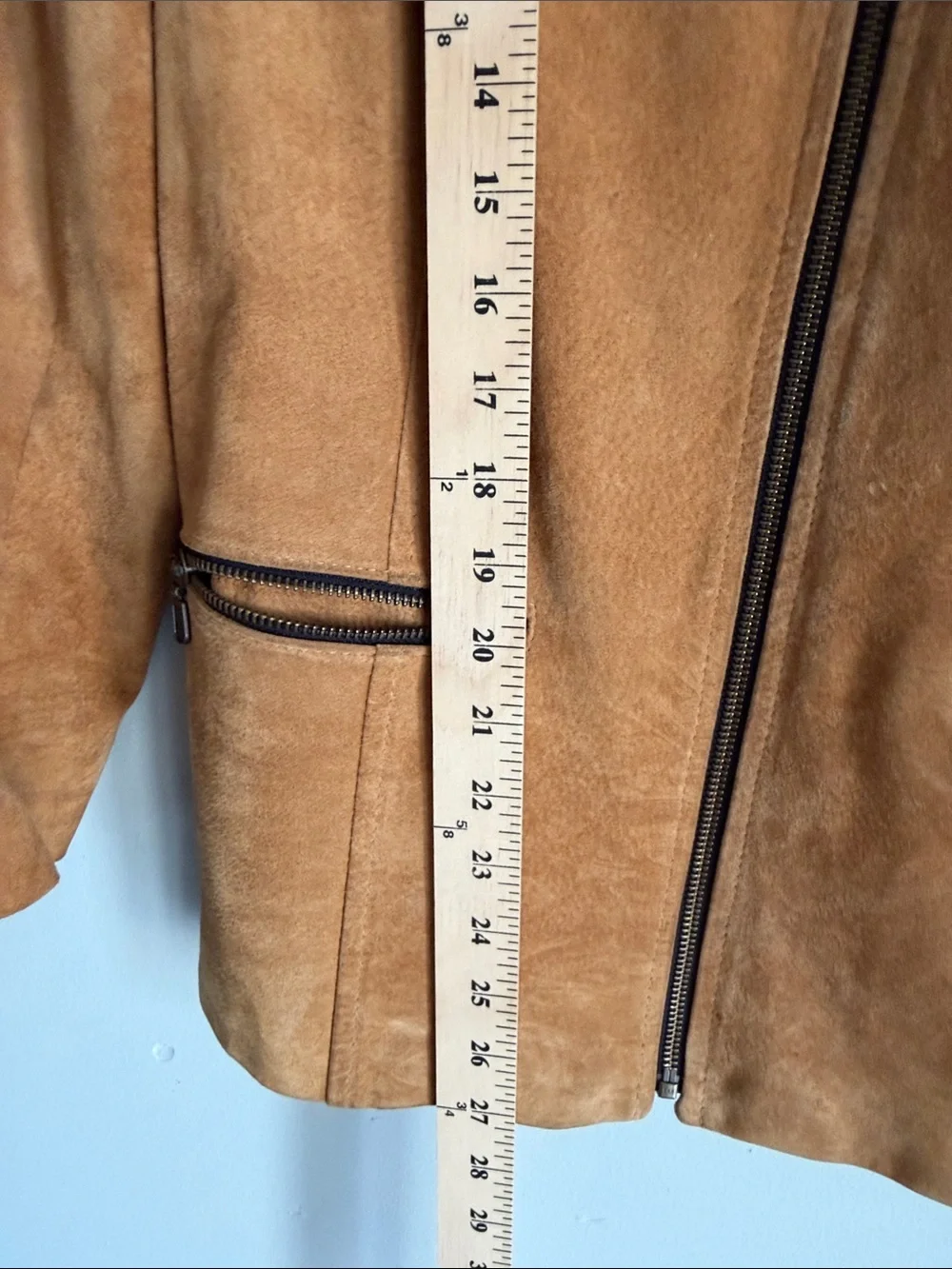Vintage Women’s Suede Leather Zip Jacket in Tan